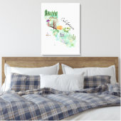 ウォーターカラーカリフォルニア州アートマップ キャンバスプリント (インサイチュ (寝室))