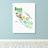 ウォーターカラーカリフォルニア州アートマップ キャンバスプリント (インサイチュ (ウッドフロア))