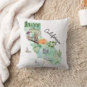 ウォーターカラーカリフォルニア州アートマップ クッション (ブランケット)