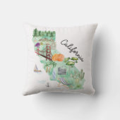 ウォーターカラーカリフォルニア州アートマップ クッション (裏面)