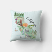 ウォーターカラーカリフォルニア州アートマップ クッション (裏面)