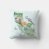 ウォーターカラーカリフォルニア州アートマップ クッション (正面)