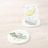 ウォーターカラーカリフォルニア州アートマップ コースター (側面)