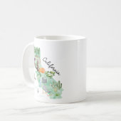 ウォーターカラーカリフォルニア州アートマップ コーヒーマグカップ (正面左)