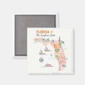 ウォーターカラーカリフォルニア州アートマップ マグネット (正面/裏面)