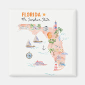 ウォーターカラーカリフォルニア州アートマップ マグネット (正面)