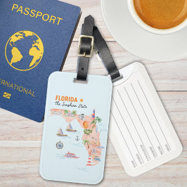 ウォーターカラーカリフォルニア州アートマップ ラゲッジタグ