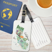 ウォーターカラーカリフォルニア州アートマップ ラゲッジタグ