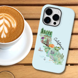 ウォーターカラーカリフォルニア州アートマップ Case-Mate iPhone 14 PROケース