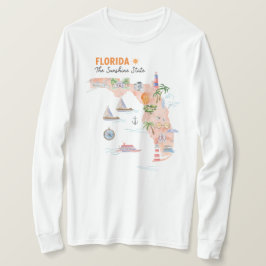 ウォーターカラーカリフォルニア州アートマップ Tシャツ