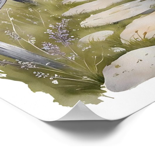 ウォーターカラーカントリーコテージアートプリントコテージコア ポスター (角)