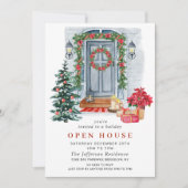 ウォーターカラーカントリーホリデークリスマスオープンハウス 招待状 (正面)