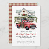 ウォーターカラーカントリーホリデークリスマスオープンハウス 招待状 (正面/裏面)