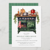 ウォーターカラーカントリーホリデークリスマスオープンハウス 招待状 (正面/裏面)