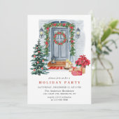 ウォーターカラーカントリーホリデーハウスクリスマスパーティー 招待状 (スタンド正面)