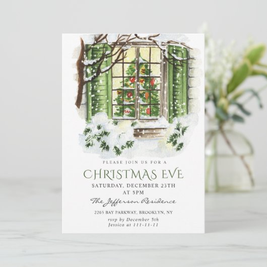 ウォーターカラーカントリーホリデーハウスクリスマスパーティー 招待状 (スタンド正面)