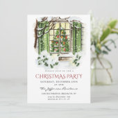 ウォーターカラーカントリーホリデーハウスクリスマスパーティー 招待状 (スタンド正面)