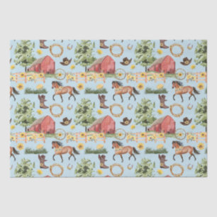 ウォーターカラーカントリーホースファームレッドバーンロデオ 薄葉紙