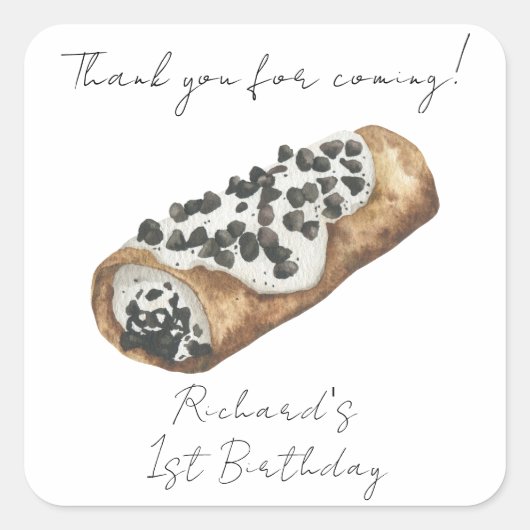 ウォーターカラーカンノーリ 1歳の誕生日おめでとう スクエアシール (正面)