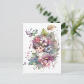 ウォーターカラーガーデンガール – ベビー妖精 ポストカード (スタンド正面)