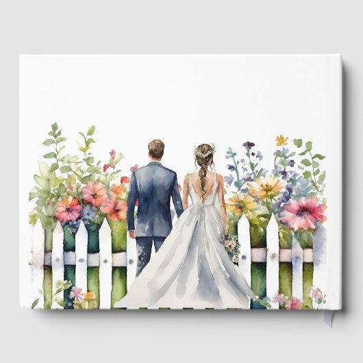 ウォーターカラーガーデンゲートワイルドフラワーズ庭園の結婚式 ゲストブック (裏面)