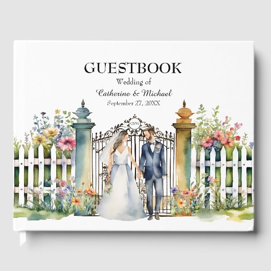 ウォーターカラーガーデンゲートワイルドフラワーズ庭園の結婚式 ゲストブック (正面)