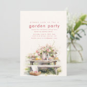 ウォーターカラーガーデンティーパーティの招待状 招待状 (スタンド正面)