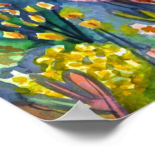 ウォーターカラーガーデンフラワーアート ポスター (角)