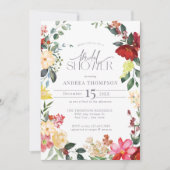 ウォーターカラーガーデンフラワーズブライダルシャワー 招待状 (正面)