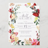 ウォーターカラーガーデンフラワーズブライダルシャワー 招待状 (正面/裏面)