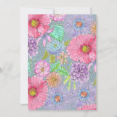 ウォーターカラーガーデンフラワーズボタニカルブライダルシャワー 招待状 (裏面)