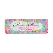 ウォーターカラーガーデンフラワーズボタニカル差出人住所 ラベル (正面)