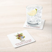 ウォーターカラーガーデンフラワーズ引用文フ素朴ァームハウス スクエアペーパーコースター (インサイチュ)