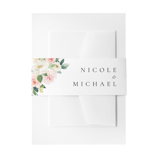 ウォーターカラーガーデンフラワーズ春の結婚式 招待状ベリーバンド (正面例)