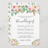 ウォーターカラーガーデンフレッシュフラワーズ結婚式招待状 招待状 (正面/裏面)