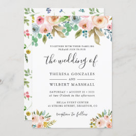 ウォーターカラーガーデンフレッシュフラワーズ結婚式招待状 招待状