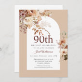 ウォーターカラーガーデンフローラアーチ90誕生日 招待状 (正面/裏面)