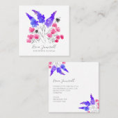 ウォーターカラーガーデンフローラバラ薄紫&ミツバチ スクエア名刺 (正面/裏面)