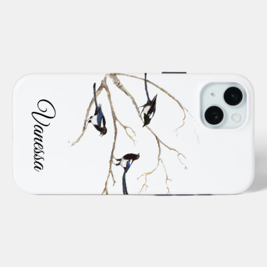 ウォーターカラーガーデンマッパイバードファミリー名前をカスタムする Case-Mate iPhoneケース (裏面 (横))