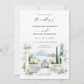 ウォーターカラーガーデンレイクイタリアンランドスケー結婚ズ 招待状 (正面)