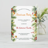 ウォーターカラーガーランドパイン&ベリークリスマスパーティー 招待状 (スタンド正面)