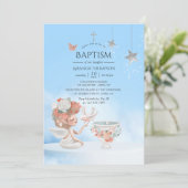 ウォーターカラーガールエンジェルバプティスフォト招待状 招待状 (スタンド正面)