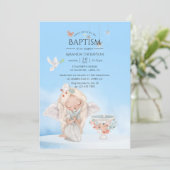 ウォーターカラーガールエンジェルバプティスフォト招待状 招待状 (スタンド正面)