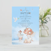 ウォーターカラーガールエンジェルバプティスフォト招待状 招待状 (スタンド正面)