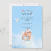 ウォーターカラーガールエンジェルバプティスフォト招待状 招待状 (正面)