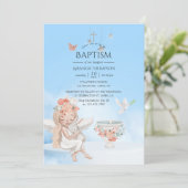 ウォーターカラーガールエンジェルバプティスフォト招待状 招待状 (スタンド正面)