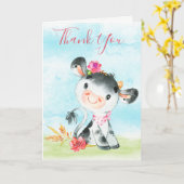 ウォーターカラーガールコーファームサンキュー カード (黄色い花)