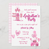 ウォーターカラーガールズガレンティンパーティの招待状 招待状 (正面/裏面)