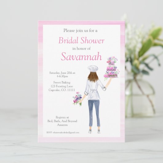 ウォーターカラーガールズベーキングブライダルシャワー 招待状 (スタンド正面)