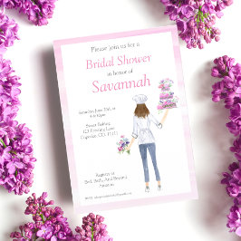 ウォーターカラーガールズベーキングブライダルシャワー 招待状